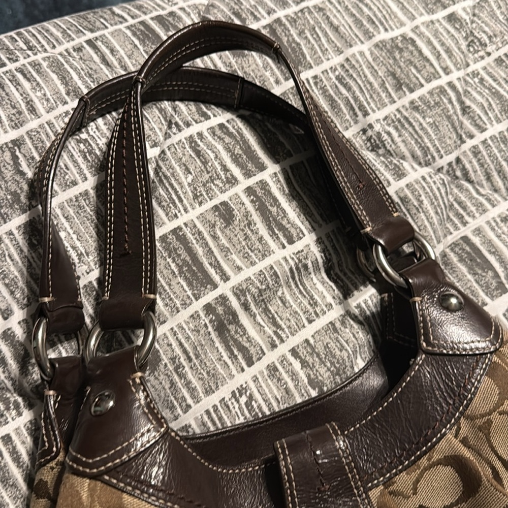 Coach Brown Leather Trim Shoulder Bag - Picture 2 of 4